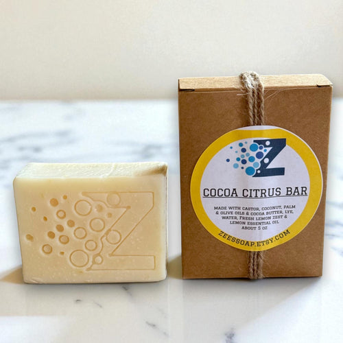 Handmade Cocoa Citrus Soap – Vegan Cocoa Butter, Lemon Essential Oil